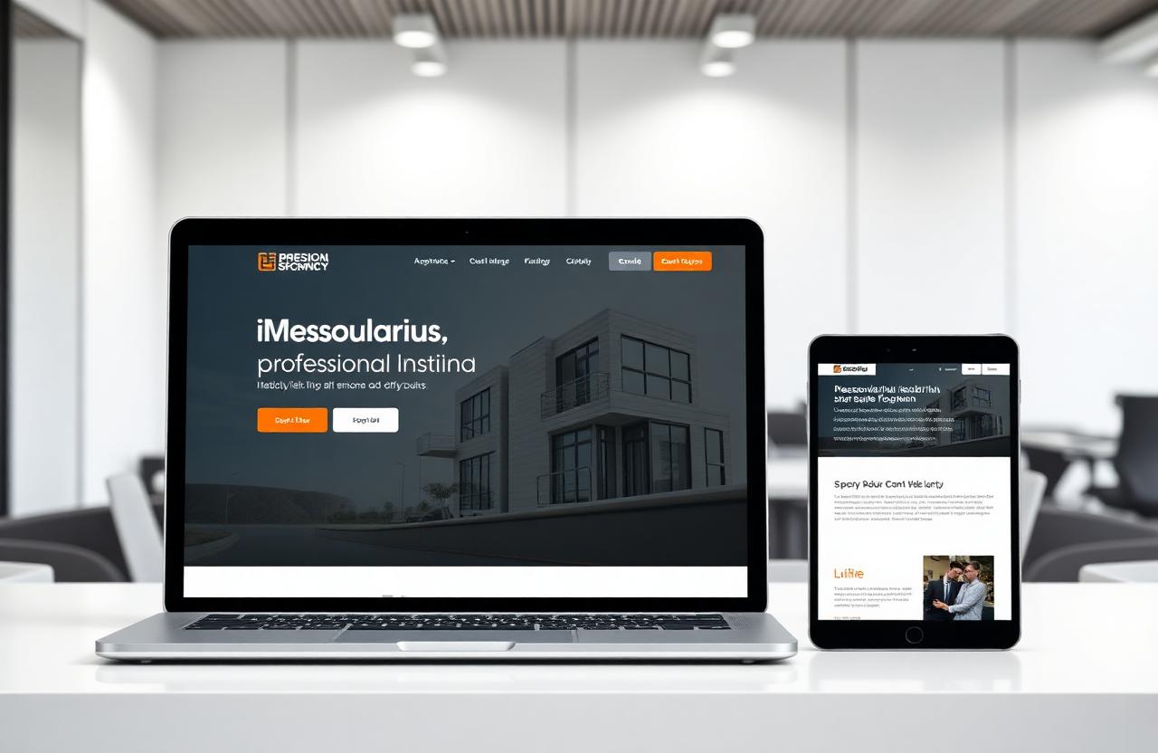 Site institucional moderno exibido em notebook